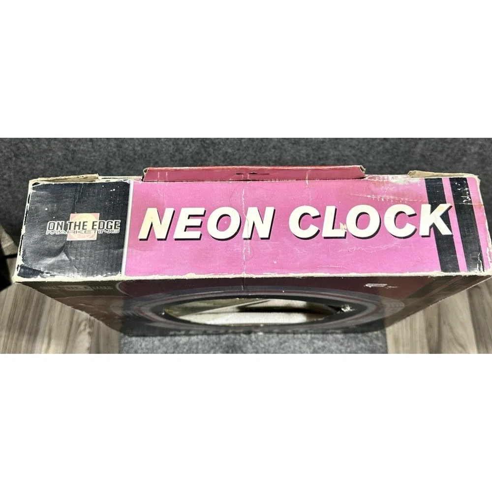 On the Edge Marketing Neon Wall Clock Royal Flush Poker Flames Chrome Bezel‎